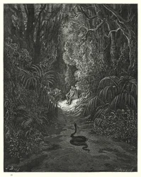 Illustration für Miltons Paradise Lost, Buch IX, Zeilen 434, 435
